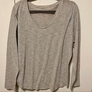 NWT. Loft Long Sleeve Shirt. Black, white and gold stripe. Size XL.
